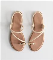 Women's Cream Faux Leather Toe Post Sandals New Look