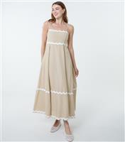 Women's Stone Ric Rac Midi Dress Blue Vanilla New Look