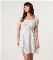 Women's White Floral Print Mini Dress Blue Vanilla New Look