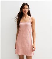Women's Light Pink Textured Strappy Bow Mini Dress New Look