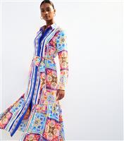 Women's Multicoloured Tile Print Midi Shirt Dress New Look
