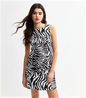 Women's Black Zebra Print Shift Mini Dress New Look