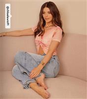 Women's Pink Printed Knotted Top Little Mistress New Look