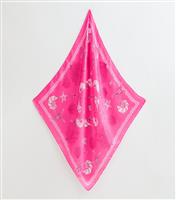 Bright Pink Shell Print Satin Scarf New Look