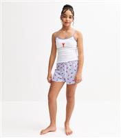 Girls' White Lobster Embroidered Cami Top and Shorts Pyjama Set New Look