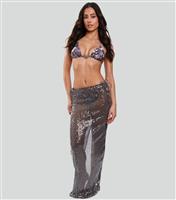 Women's Grey Sequinned Mesh Maxi Skirt South Beach New Look
