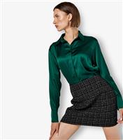 Women's Black Tweed A-Line Skirt Apricot New Look