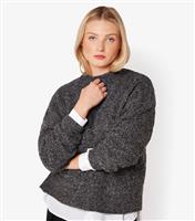Women's Dark Grey Plaited Mock Neck Jumper Apricot New Look