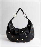 Black Faux Leather Studded Handbag New Look