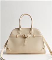 Cream Faux Leather Top Handle Tote Bag New Look