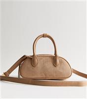 Brown Suedette Bowler Crossbody Bag New Look