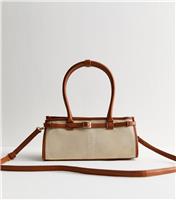 Cream Contrast Trim Canvas Tote Bag New Look