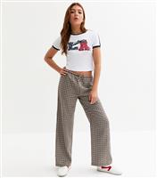 Girls' Brown Check Print Trousers New Look