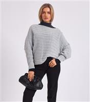 Women's Grey Knit Batwing Sleeve Jumper Gini London New Look