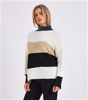 Women's Cream Chunky Knit Striped Jumper Gini London New Look