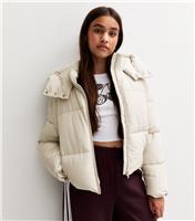 Girls' Off White Oversized Padded Jacket New Look