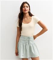 Women's Cream Ribbed Jersey Lace Trim Top New Look