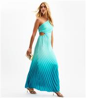 Women's Blue Ombre Pleated Satin Maxi Dress New Look