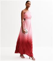 Women's Pink Ombre Pleated Satin Maxi Dress New Look