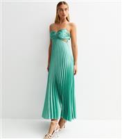 Women's Blue Satin Plisse Cut Out Midi Dress New Look
