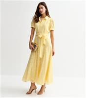Women's Yellow Devore Belted Midi Shirt Dress New Look