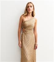 Women's Gold Metallic Satin Pleated Maxi Dress New Look