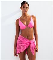Women's Pink Textured Cover Up Mini Sarong New Look