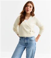 Girls' Off White Ballet Wrap Jumper New Look