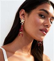Bright Red Lobster Star Drop Earrings New Look
