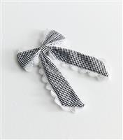 Black Gingham Broderie Anglaise Trim Bow Hair Slide New Look