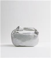Silver Knot Detail Gem Embellished Clutch Bag New Look