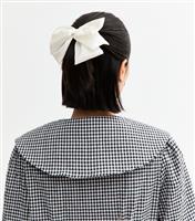 White Ruffle Bow Hair Slide New Look