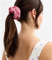 Red Gingham Check Scrunchie New Look