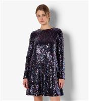 Women's Black Sequinned Long Sleeve Dress Apricot New Look
