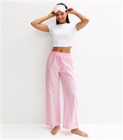 Women's Pink Gingham Print Wide Leg Boxer Pyjama Trousers New Look