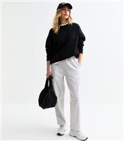Women's Light Marl Grey Wide Barrel Leg Joggers New Look