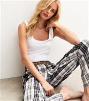 Women's Tall Black Contrast Waistband Wide Leg Pyjama Trousers New Look