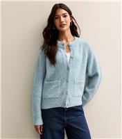 Women's Light Blue Double Pocket Textured Knit Cardigan New Look