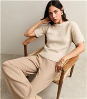 Women's Cream Short Sleeve Knit Top New Look