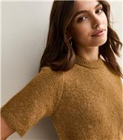 Women's Tan Short Sleeve Knit Top New Look