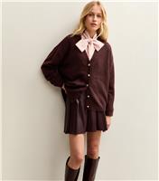 Women's Dark Burgundy Oversized Boyfriend Cardigan New Look