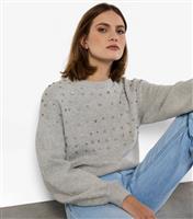 Women's Grey Gem Embellished Jumper Apricot New Look