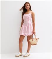 Girls' Pink Floral Print Puffball Dress New Look