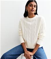 Women's Cream Cable Knit Crew Neck Jumper New Look