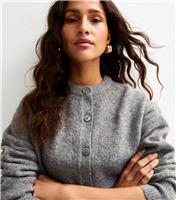 Women's Grey Crew Neck Knit Cardigan New Look