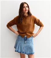 Women's Tan Crew Neck Knit Cardigan New Look