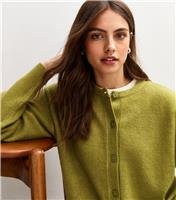Women's Green Crew Neck Knit Cardigan New Look