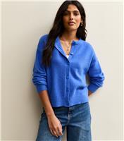 Women's Bright Blue Crew Neck Knit Cardigan New Look