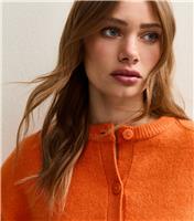 Women's Bright Orange Crew Neck Knit Cardigan New Look