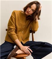 Women's Dark Yellow Crew Neck Knit Cardigan New Look